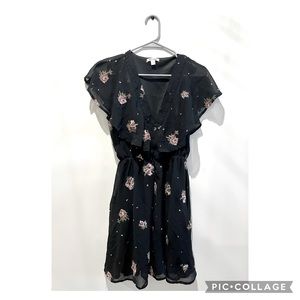 Black Floral Cross Stitch Dress
